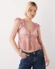 Reclaimed Vintage Reclaimed Vintage dressy button down top with lace trim in pink floral print-Multi - 1
