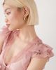 Reclaimed Vintage Reclaimed Vintage dressy button down top with lace trim in pink floral print-Multi - 2