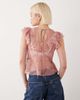 Reclaimed Vintage Reclaimed Vintage dressy button down top with lace trim in pink floral print-Multi - 4