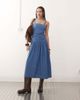 Reclaimed Vintage Reclaimed Vintage dropped waist gathered detail midi denim dress in authentic midwash blue - 1