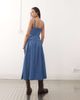 Reclaimed Vintage Reclaimed Vintage dropped waist gathered detail midi denim dress in authentic midwash blue - 2