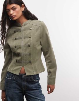 Reclaimed Vintage Reclaimed Vintage drummer boy jacket in khaki twill-Green