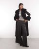 Reclaimed Vintage Reclaimed Vintage faux croc look trench coat with faux fur collar in and cuffs in black - 1