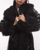 Reclaimed Vintage Reclaimed Vintage faux croc look trench coat with faux fur collar in and cuffs in black - 2