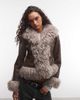 Reclaimed Vintage Reclaimed Vintage faux fur short coat in brown with cuffs - 1