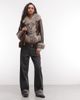 Reclaimed Vintage Reclaimed Vintage faux fur short coat in brown with cuffs - 2