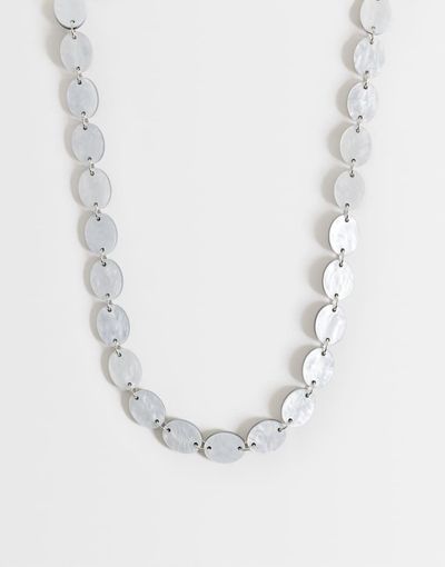 Reclaimed Vintage Reclaimed Vintage faux mother-of-pearl disc necklace-Multi