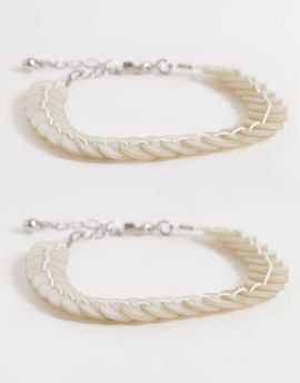 Reclaimed Vintage Reclaimed Vintage faux mother-of-pearl multi pack bracelets in silver tone