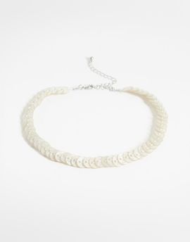 Reclaimed Vintage Reclaimed Vintage faux mother of pearl choker necklace in silver