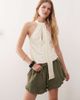 Reclaimed Vintage Reclaimed Vintage festival flippy pull on shorts in textured green - 3