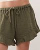 Reclaimed Vintage Reclaimed Vintage festival flippy pull on shorts in textured green - 4