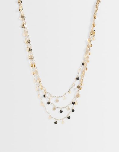 Reclaimed Vintage Reclaimed Vintage festival gold disc chain layered long necklace