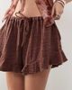 Reclaimed Vintage Reclaimed Vintage festival pull on shorts with drawstring in chocolate-Orange - 4