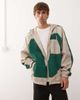 Reclaimed Vintage Reclaimed Vintage festival track jacket in spliced plaid print-Neutral - 1
