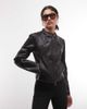 Reclaimed Vintage Reclaimed Vintage fitted faux leather jacket-Black - 1