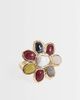 Reclaimed Vintage Reclaimed Vintage flower ring with faux semi precious stones-Gold - 1