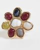 Reclaimed Vintage Reclaimed Vintage flower ring with faux semi precious stones-Gold - 2