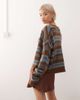 Reclaimed Vintage Reclaimed Vintage fluffy knit boxy cardigan in brown and blue stripe-Multi - 3