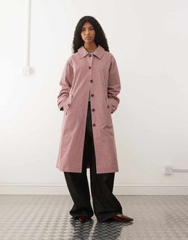 Reclaimed Vintage Reclaimed Vintage gingham trench coat in red