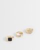 Reclaimed Vintage Reclaimed Vintage gold-tone 3 pack of rings with black stone - 1