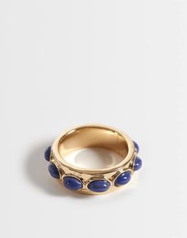 Reclaimed Vintage Reclaimed Vintage gold band ring with blue lapis stones