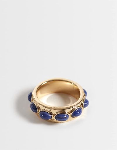 Reclaimed Vintage Reclaimed Vintage gold band ring with blue lapis stones