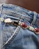 Reclaimed Vintage Reclaimed Vintage gold molten belly chain with faux semi stones-Multi - 2