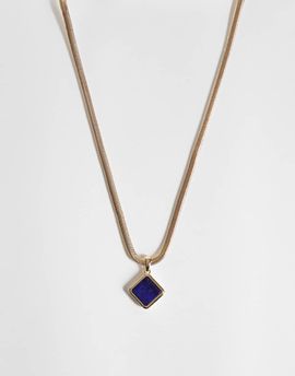 Reclaimed Vintage Reclaimed Vintage gold pendant with blue lapis stone
