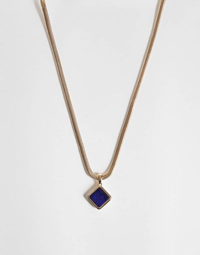 Reclaimed Vintage Reclaimed Vintage gold pendant with blue lapis stone