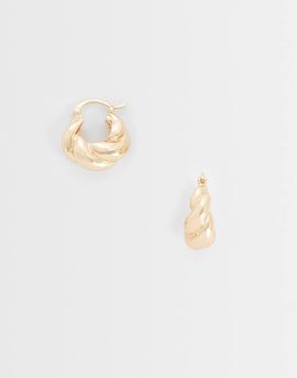 Reclaimed Vintage Reclaimed Vintage gold twisted puff hoop earrings