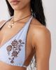 Reclaimed Vintage Reclaimed Vintage halter bikini top with brown floral embroidery in blue - 3