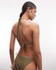 Reclaimed Vintage Reclaimed Vintage halter bikini top with studs in green paisley print-Multi - 4