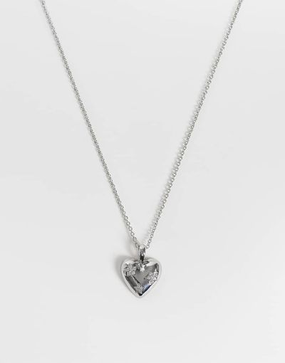 Reclaimed Vintage Reclaimed Vintage heart pendant necklace with star detail in silver-GOLD