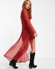 Reclaimed Vintage Reclaimed Vintage inspired long line mesh tie front top in orange - 2