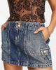 Reclaimed Vintage Reclaimed Vintage Inspired low rise denim mini skirt in blue - 1