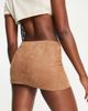 Reclaimed Vintage Reclaimed Vintage Inspired low rise mini faux suede skirt in tan-Neutral - 2