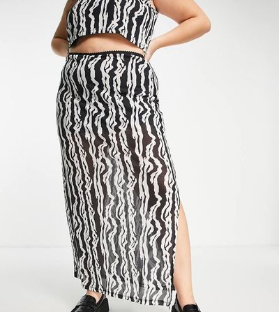 Reclaimed Vintage Reclaimed Vintage inspired plus maxi skirt in zebra print - part of a set-Multi