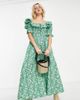 Reclaimed Vintage Reclaimed Vintage Inspired puff sleeve midi dress in green floral - 1