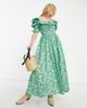 Reclaimed Vintage Reclaimed Vintage Inspired puff sleeve midi dress in green floral - 3