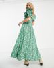 Reclaimed Vintage Reclaimed Vintage Inspired puff sleeve midi dress in green floral - 4