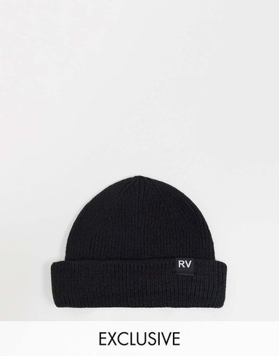 Reclaimed Vintage Reclaimed Vintage inspired unisex fisherman beanie in black - BLACK