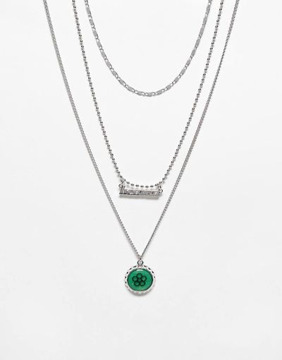Reclaimed Vintage Reclaimed Vintage Inspired unisex multirow with flower and heaven in silver