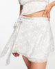 Reclaimed Vintage Reclaimed Vintage inspired wrap mini skirt with lace trim in print-White - 1