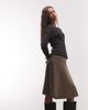 Reclaimed Vintage Reclaimed vintage jersey awkard length skirt in brown stripe-Pink - 4