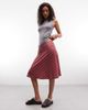 Reclaimed Vintage Reclaimed vintage jersey awkward length skirt in stripe-pink - 1