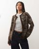 Reclaimed Vintage Reclaimed Vintage knit boxy cardigan with tapestry print in chocolate brown - 1