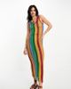 Reclaimed Vintage Reclaimed Vintage knit stripe dress with fringe hem-Multi - 1