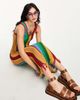 Reclaimed Vintage Reclaimed Vintage knit stripe dress with fringe hem-Multi - 2