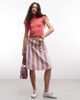 Reclaimed Vintage Reclaimed Vintage laundered striped prairie midi skirt with tie detail-Multi - 1