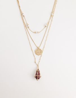 Reclaimed Vintage Reclaimed Vintage layered longline necklace with pedant detail in gold